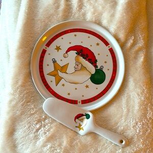 Christmas cake plate and server